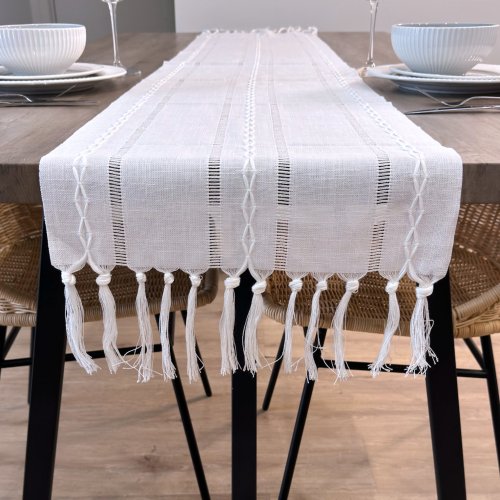 Chemin de table coton blanc