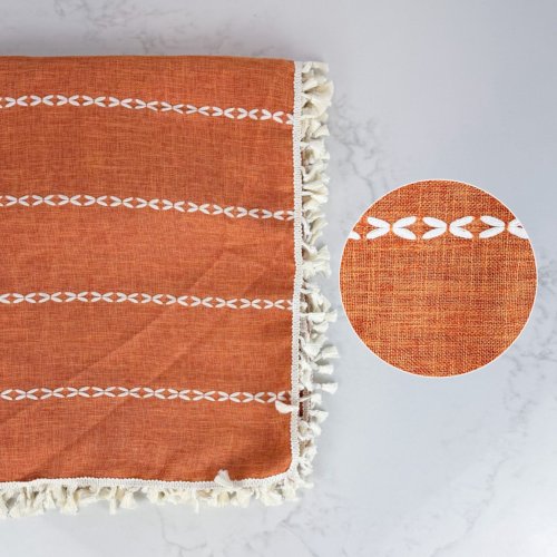 Nappe tissé à la main en lin, orangé