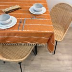 Nappe tissé à la main en lin, orangé