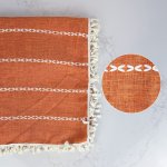 Nappe tissé à la main en lin, orangé