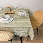 Nappe tissé à la main, 140cm x 180 cm  sauge